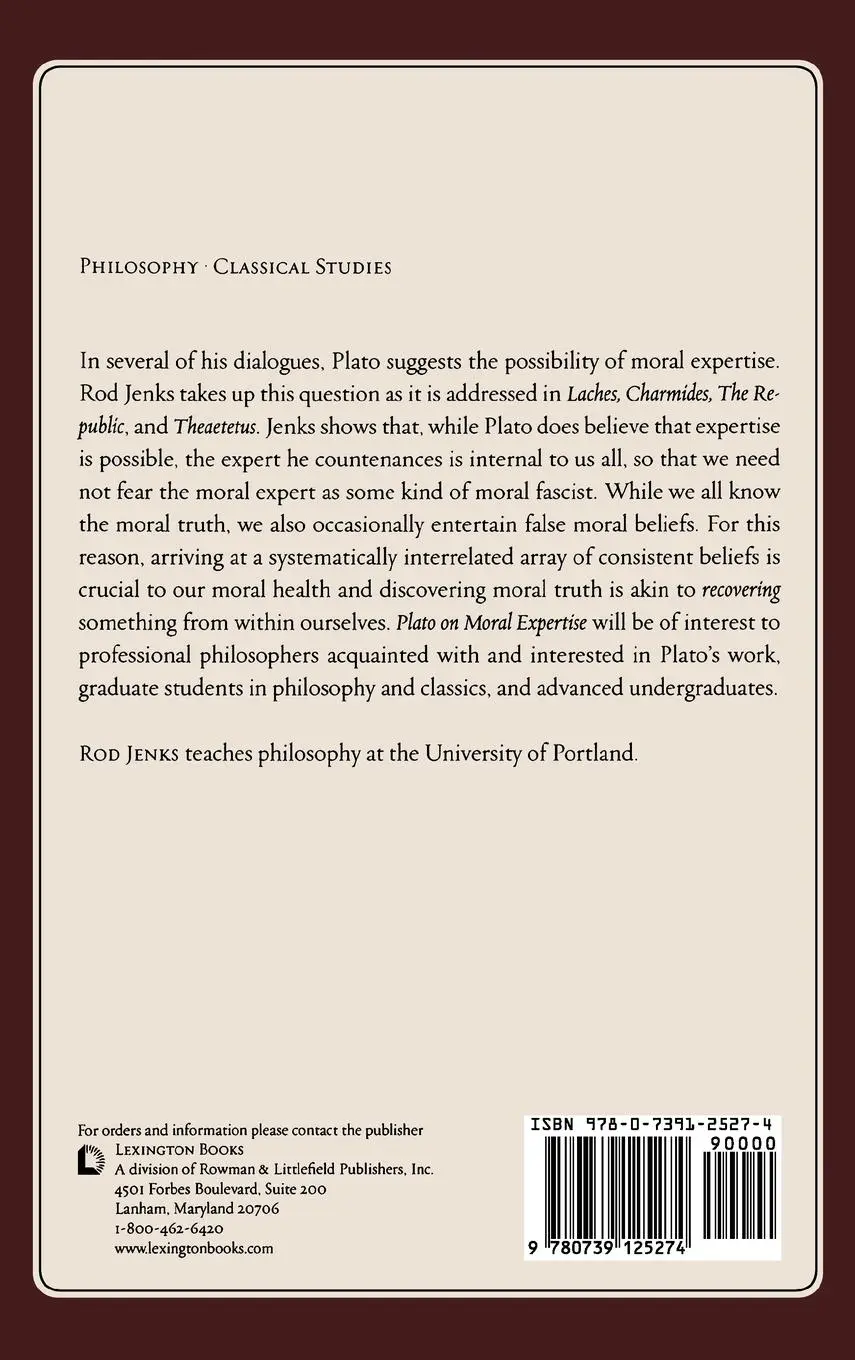 Rückseite: 9780739125274 | Plato on Moral Expertise | Rod Jenks | Buch | Englisch | 2008