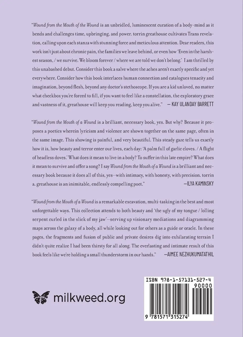 Rückseite: 9781571315274 | Wound from the Mouth of a Wound | Torrin A Greathouse | Taschenbuch