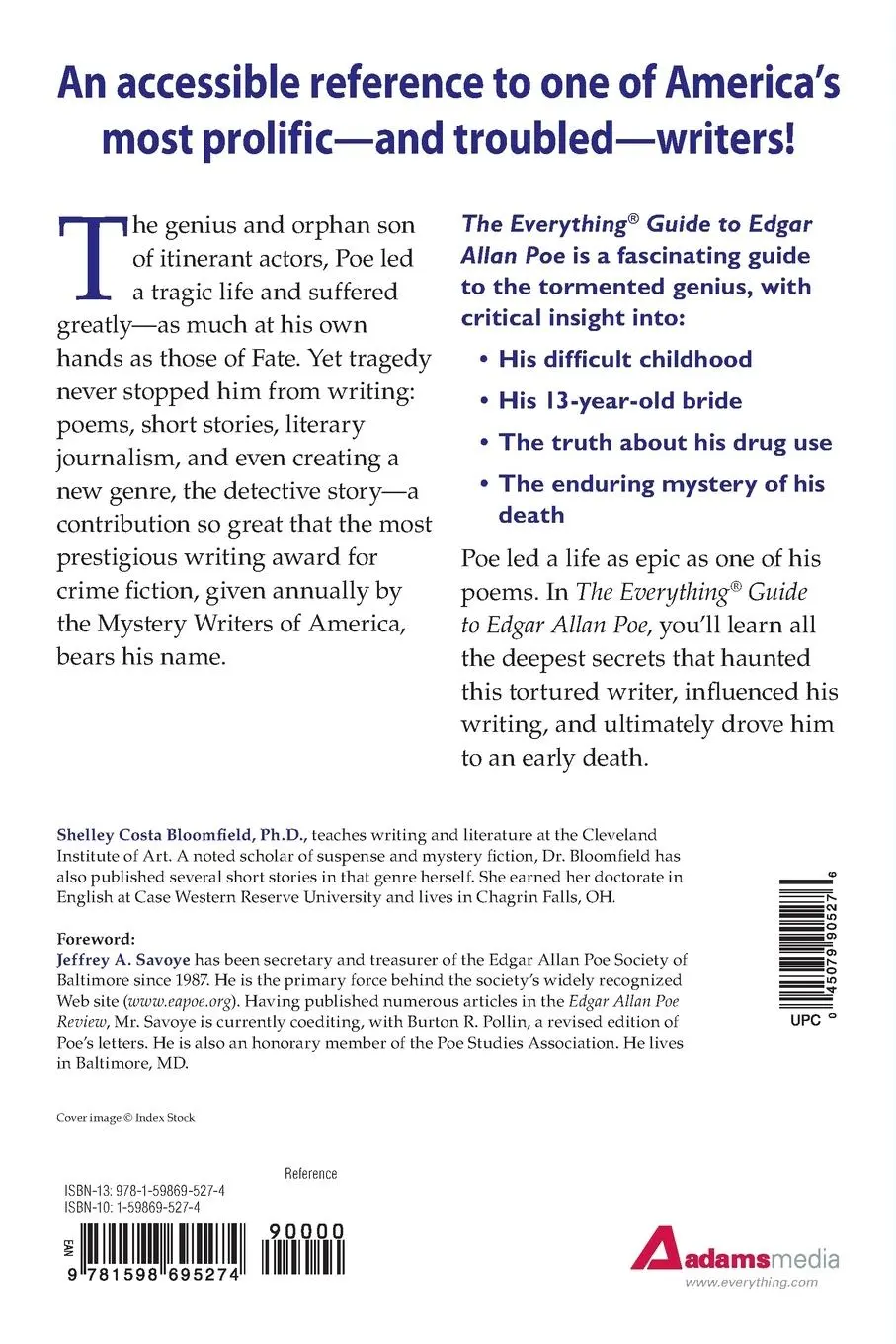 Rückseite: 9781598695274 | The Everything Edgar Allan Poe Book | Shelly Bloomfield Costa | Buch