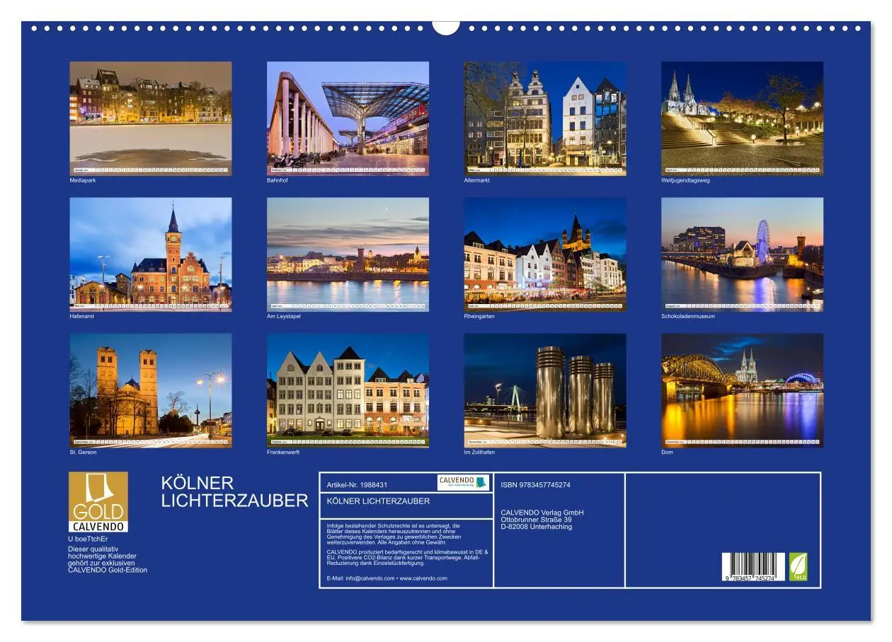 Bild: 9783457745274 | KÖLNER LICHTERZAUBER (Wandkalender 2026 DIN A2 quer), CALVENDO...