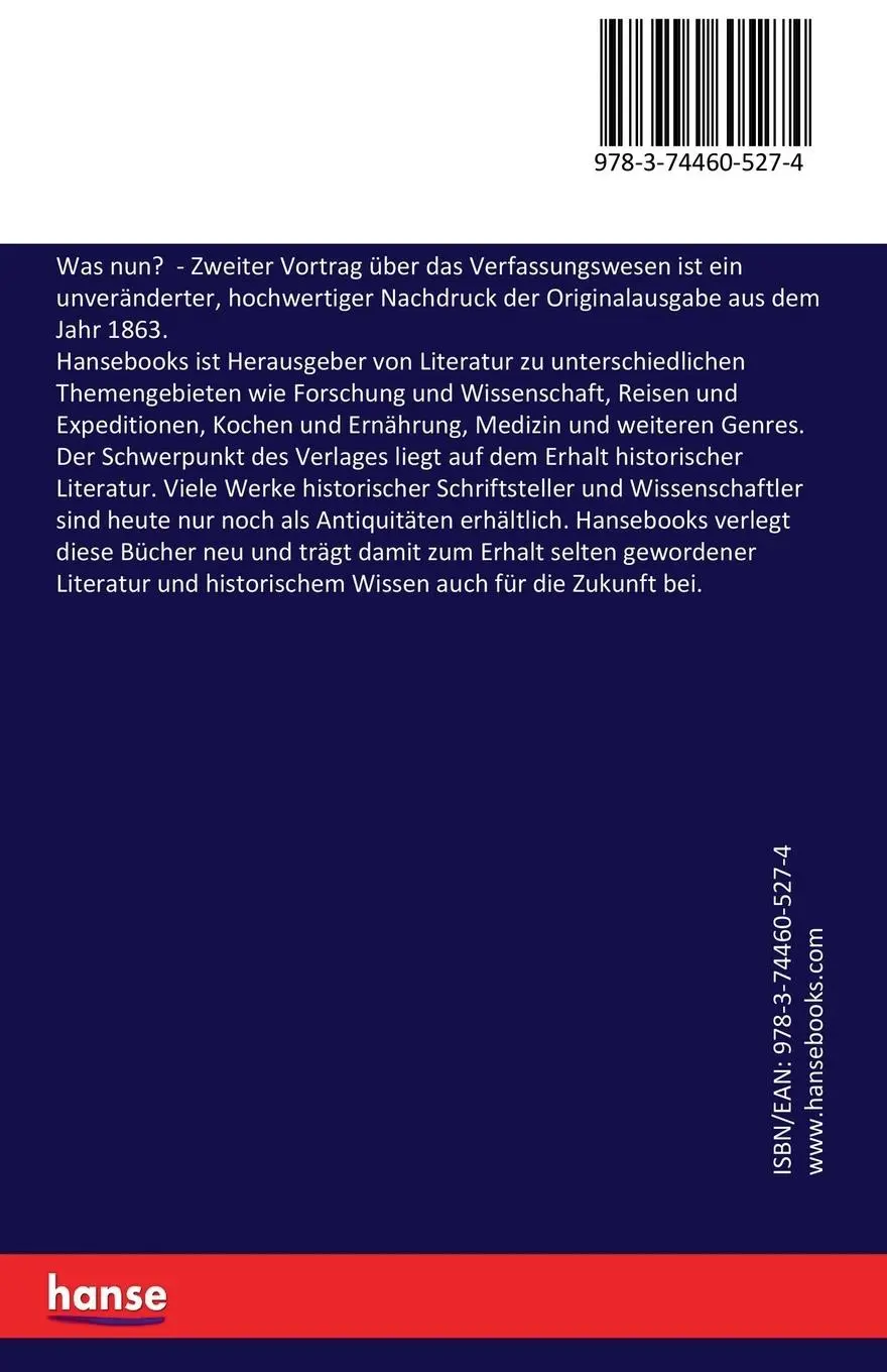 Rückseite: 9783744605274 | Was nun? | Zweiter Vortrag über das Verfassungswesen | Lassalle | Buch