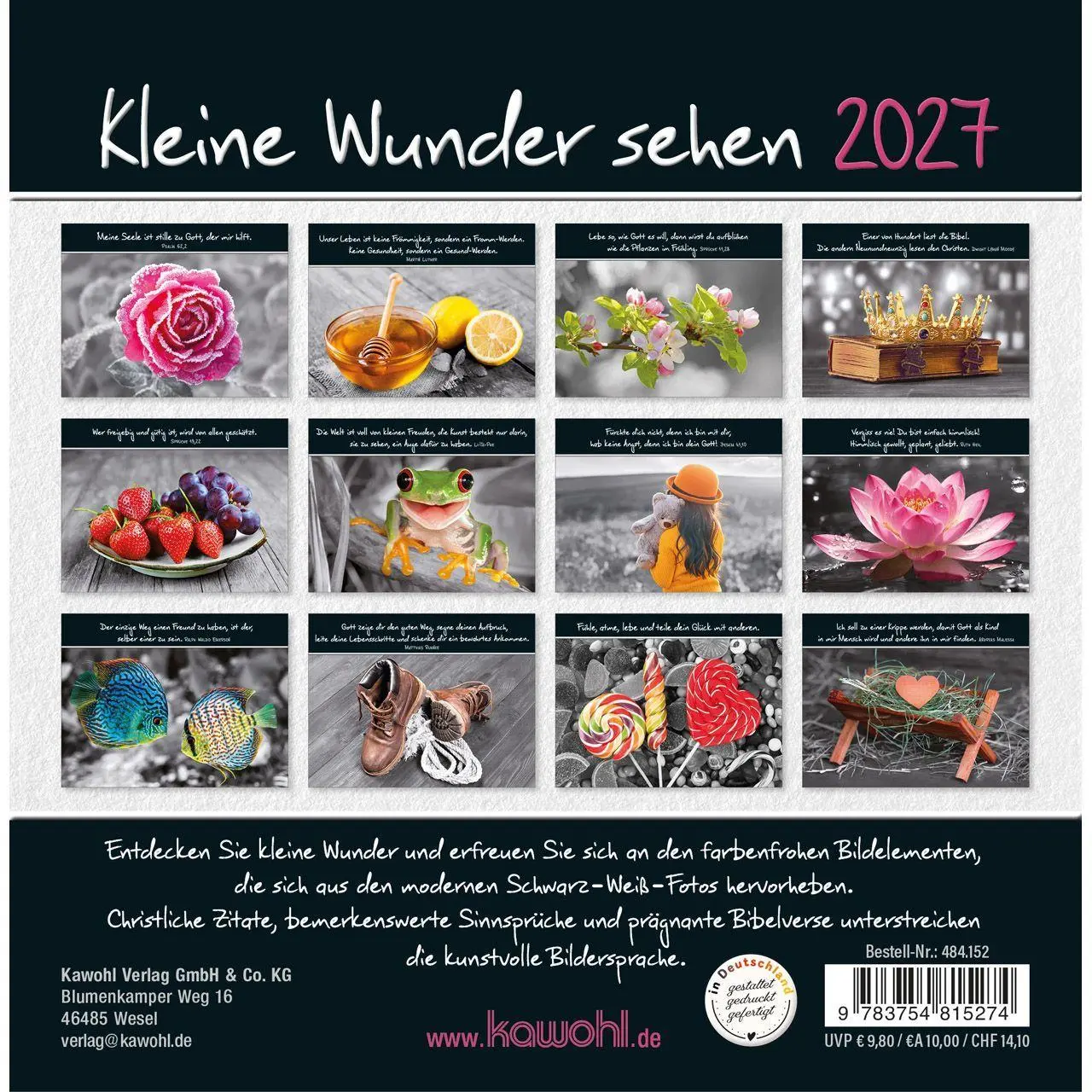 Bild: 9783754815274 | Kleine Wunder sehen 2027 | Postkarten-Kalender mit christlichen Texten