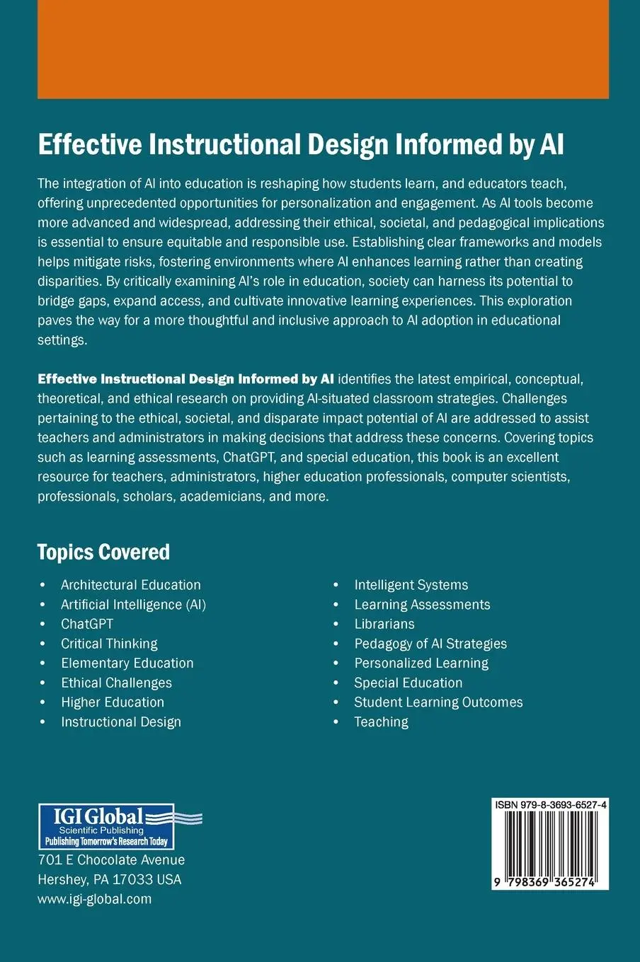 Rückseite: 9798369365274 | Effective Instructional Design Informed by AI | Scott Gregory | Buch