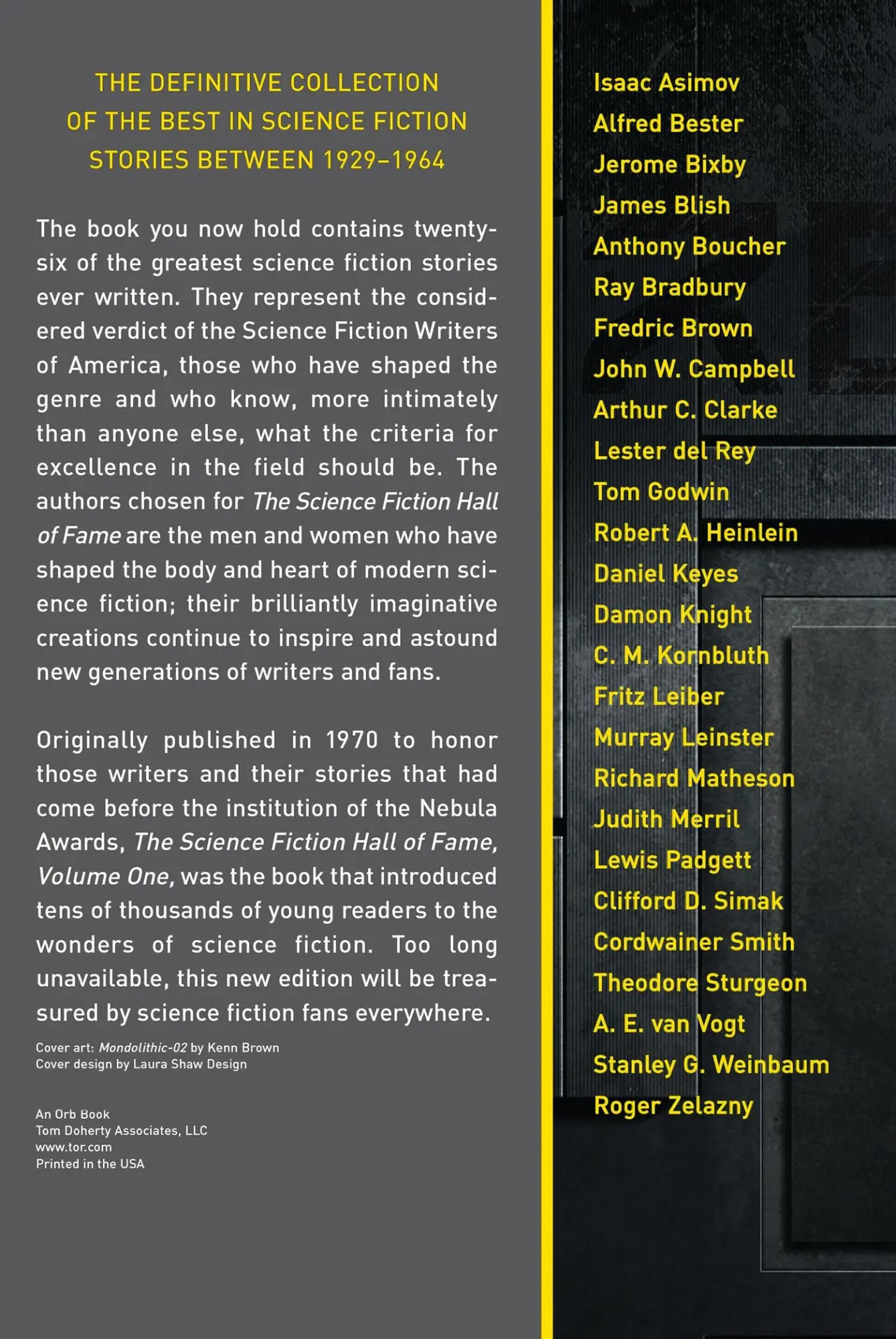 Rückseite: 9780765305374 | The Science Fiction Hall of Fame, Volume One 1929-1964 | Silverberg