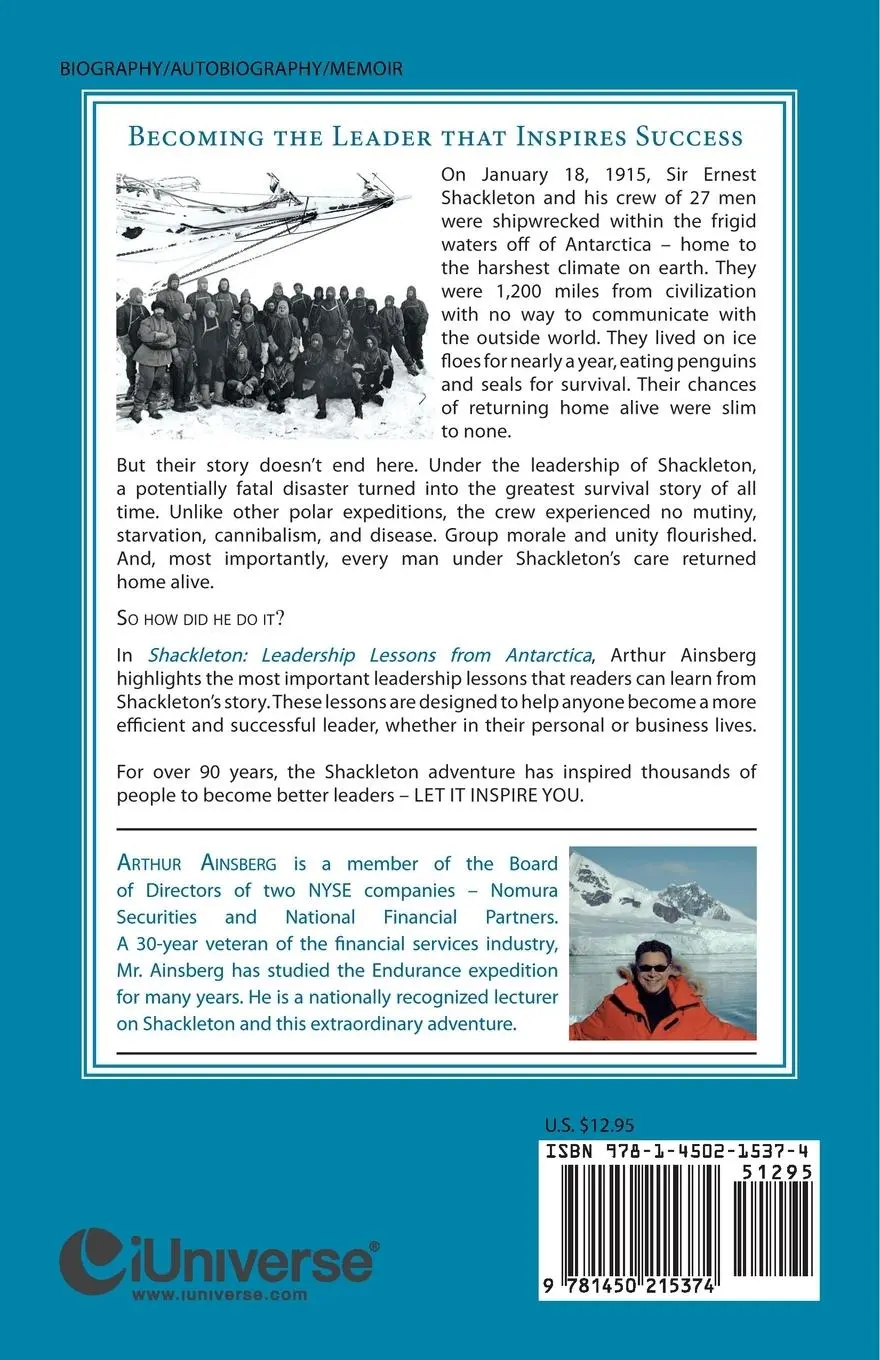Rückseite: 9781450215374 | Shackleton | Leadership Lessons from Antarctica | Arthur Ainsberg