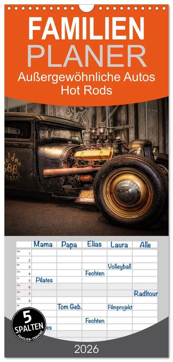 Cover: 9783516515374 | Familienplaner 2026 - Außergewöhnliche Autos - Hot Rods mit 5...