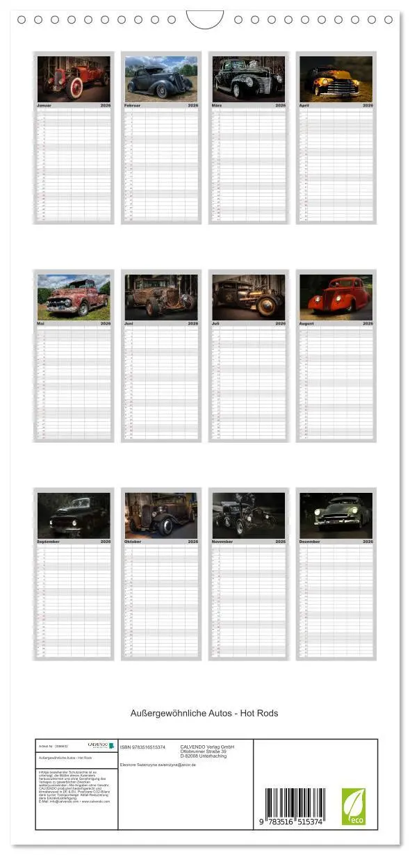 Bild: 9783516515374 | Familienplaner 2026 - Außergewöhnliche Autos - Hot Rods mit 5...