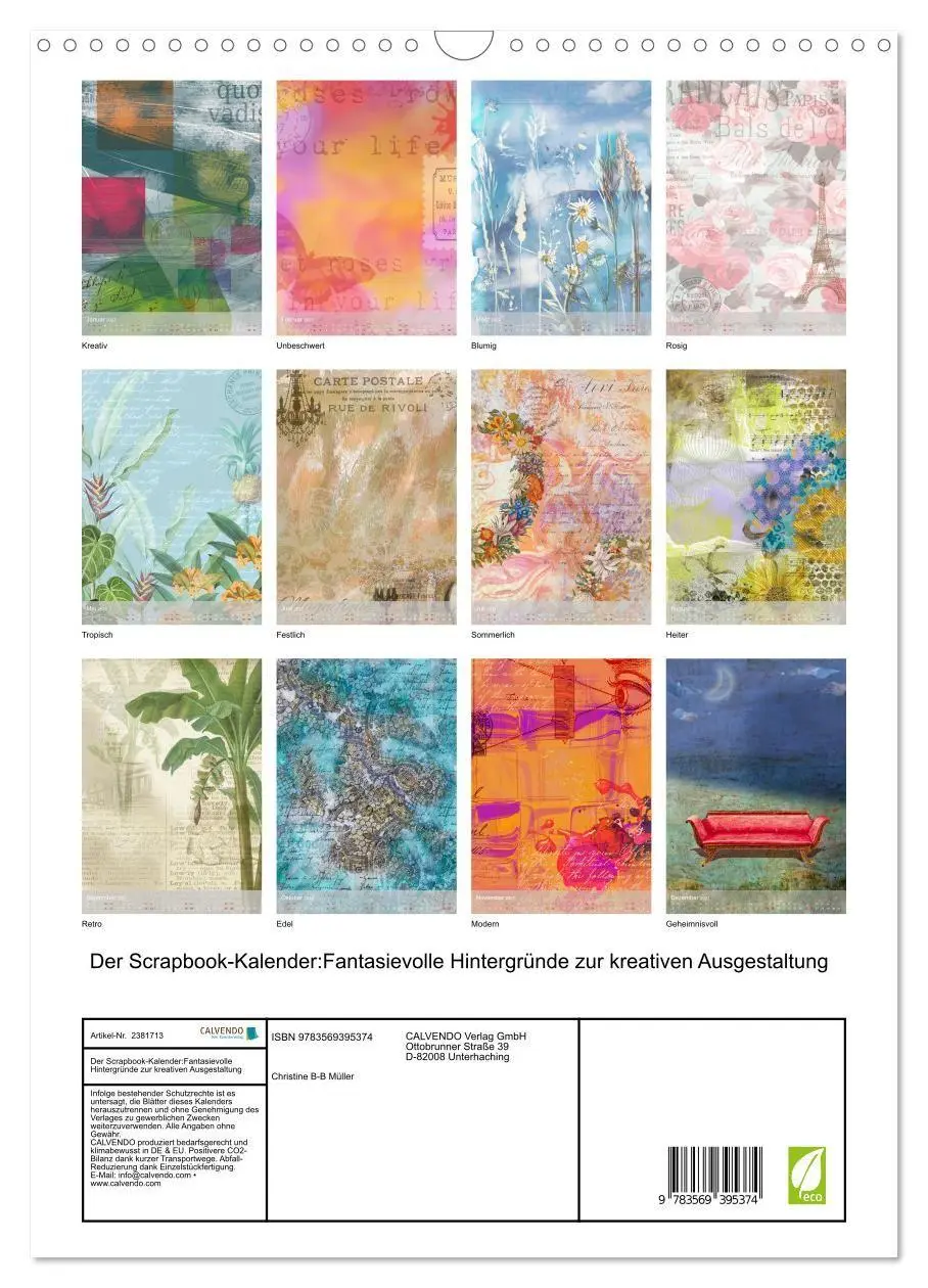 Bild: 9783569395374 | Der Scrapbook-Kalender:Fantasievolle Hintergründe zur kreativen...