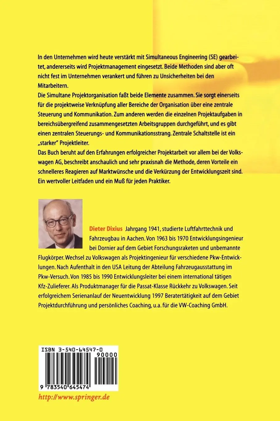 Rückseite: 9783540645474 | Simultane Projektorganisation | Dieter Dixius | Taschenbuch | xi