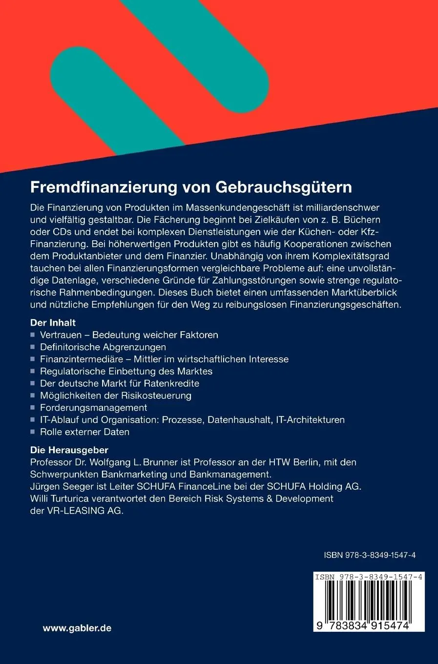 Rückseite: 9783834915474 | Fremdfinanzierung von Gebrauchsgütern | Das alltägliche Risiko | Buch