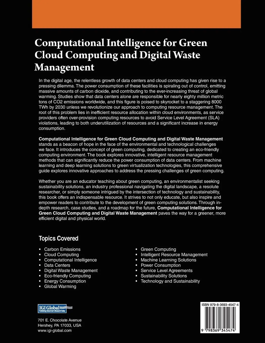 Rückseite: 9798369345474 | Computational Intelligence for Green Cloud Computing and Digital...