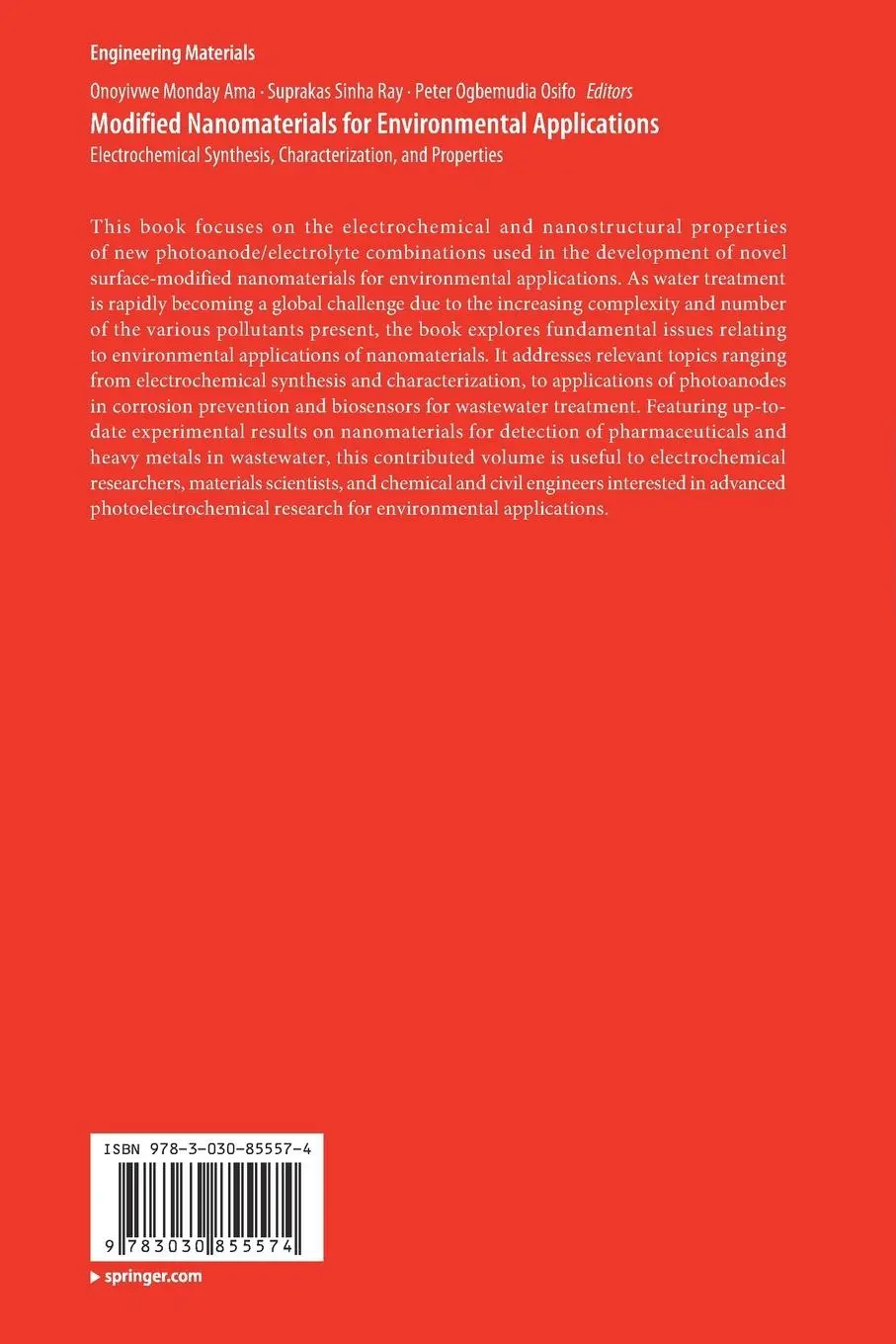 Rückseite: 9783030855574 | Modified Nanomaterials for Environmental Applications | Ama (u. a.)