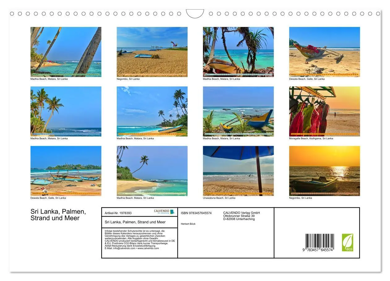 Bild: 9783457645574 | Sri Lanka, Palmen, Strand und Meer (Wandkalender 2026 DIN A3 quer),...