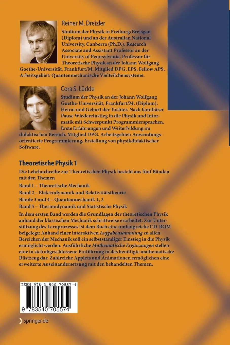 Rückseite: 9783540705574 | Theoretische Physik 1 | Theoretische Mechanik | Cora S. Lüdde (u. a.)