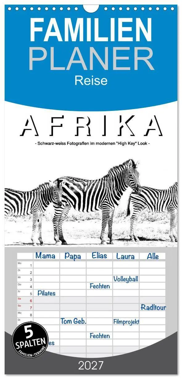 Cover: 9783594335574 | Familienplaner 2027 - AFRIKA - Schwarz-weiss Fotografien im...