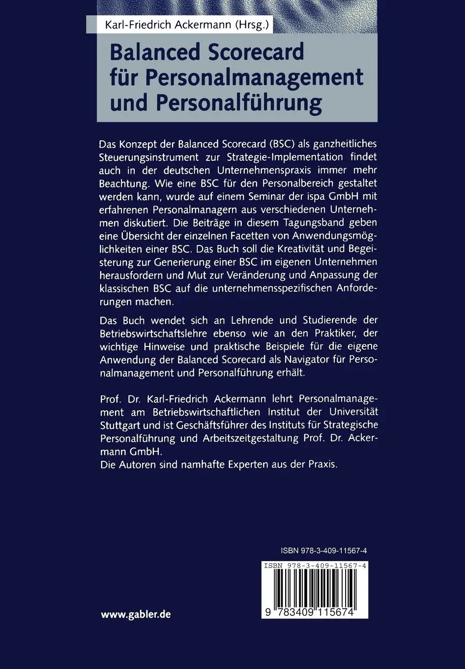 Rückseite: 9783409115674 | Balanced Scorecard für Personalmanagement und Personalführung | Buch