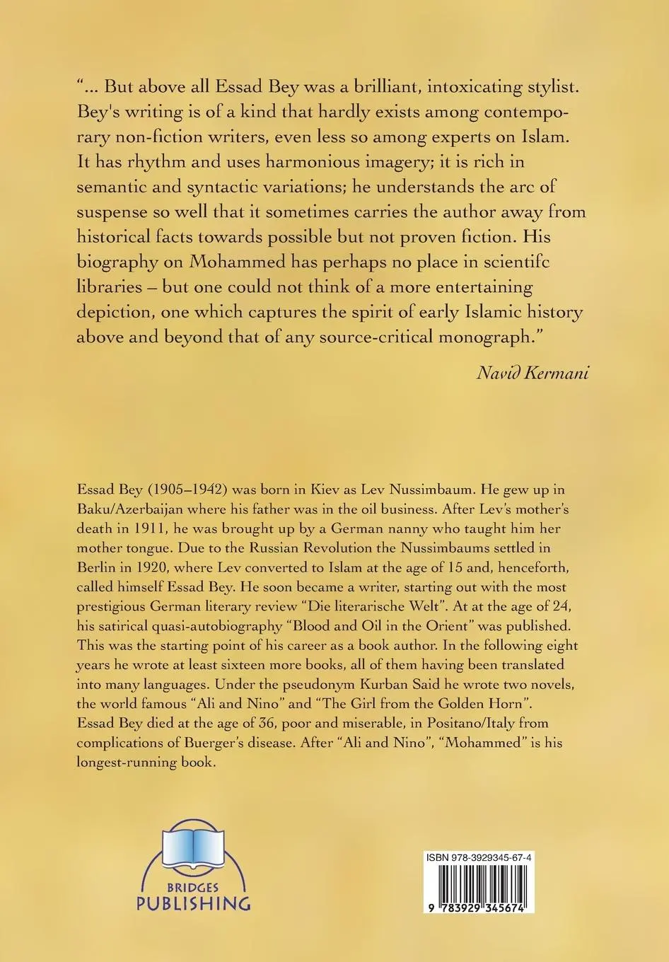 Rückseite: 9783929345674 | Mohammed | Essad Bey | Taschenbuch | 296 S. | Englisch | 2016