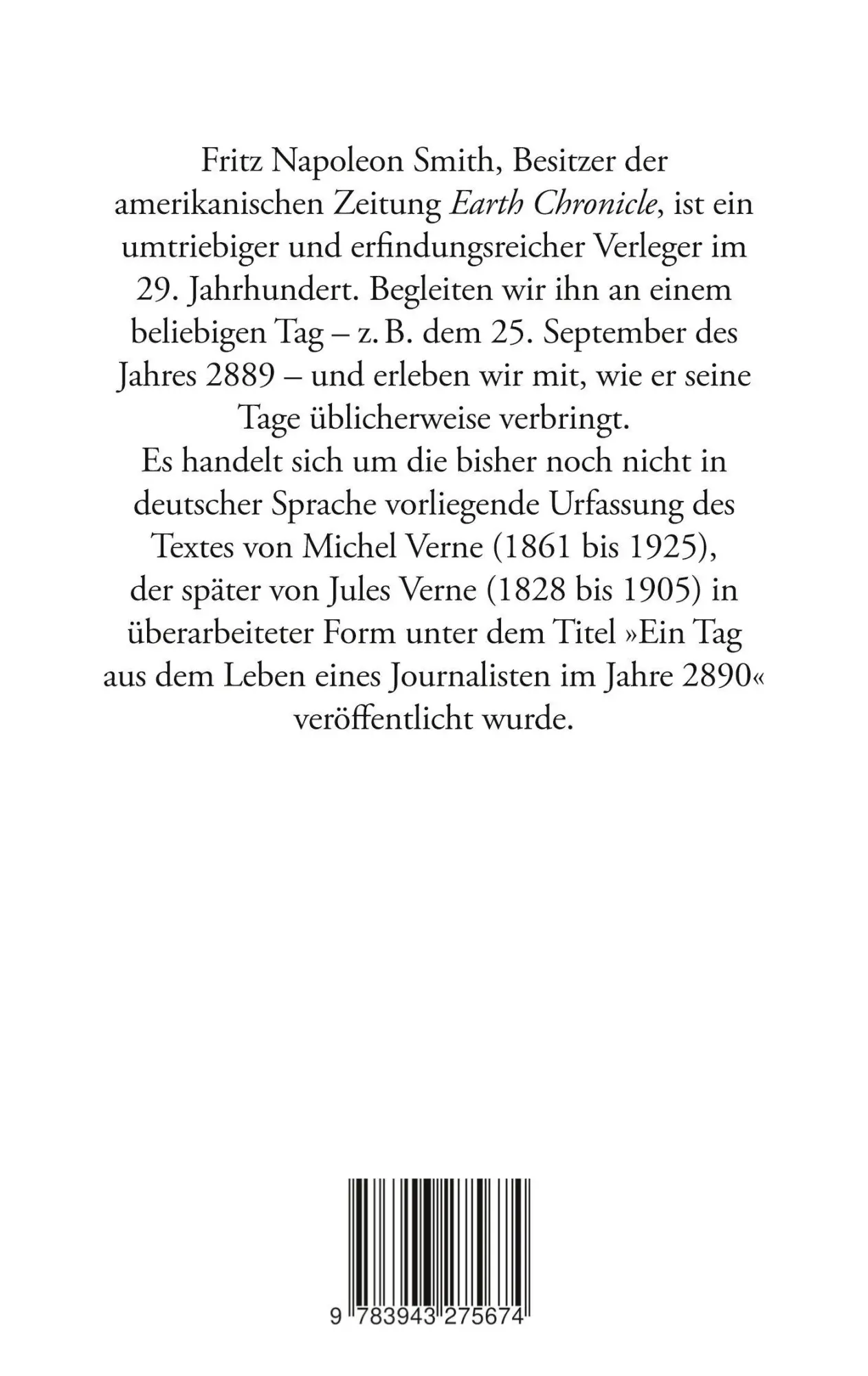 Rückseite: 9783943275674 | Im Jahre 2889 | Eine Skizze aus der Zukunft | Michel Verne | Buch