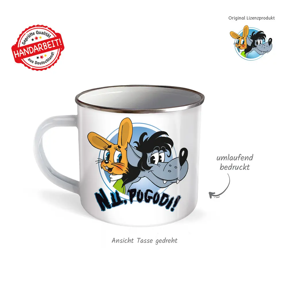 Bild: 4251901505774 | Trötsch Tasse Hase &amp; Wolf Nu pogodi Nu pagadi Emaillebecher | Verlag