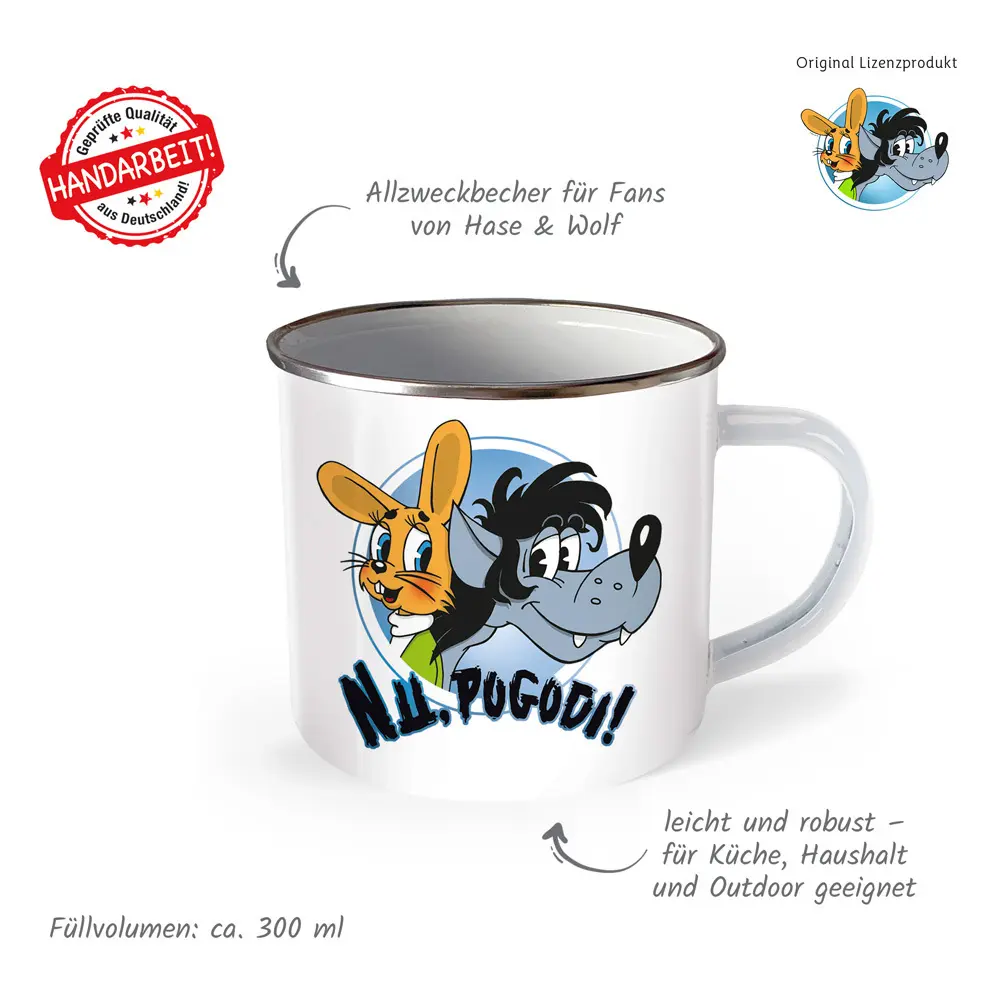 Bild: 4251901505774 | Trötsch Tasse Hase &amp; Wolf Nu pogodi Nu pagadi Emaillebecher | Verlag