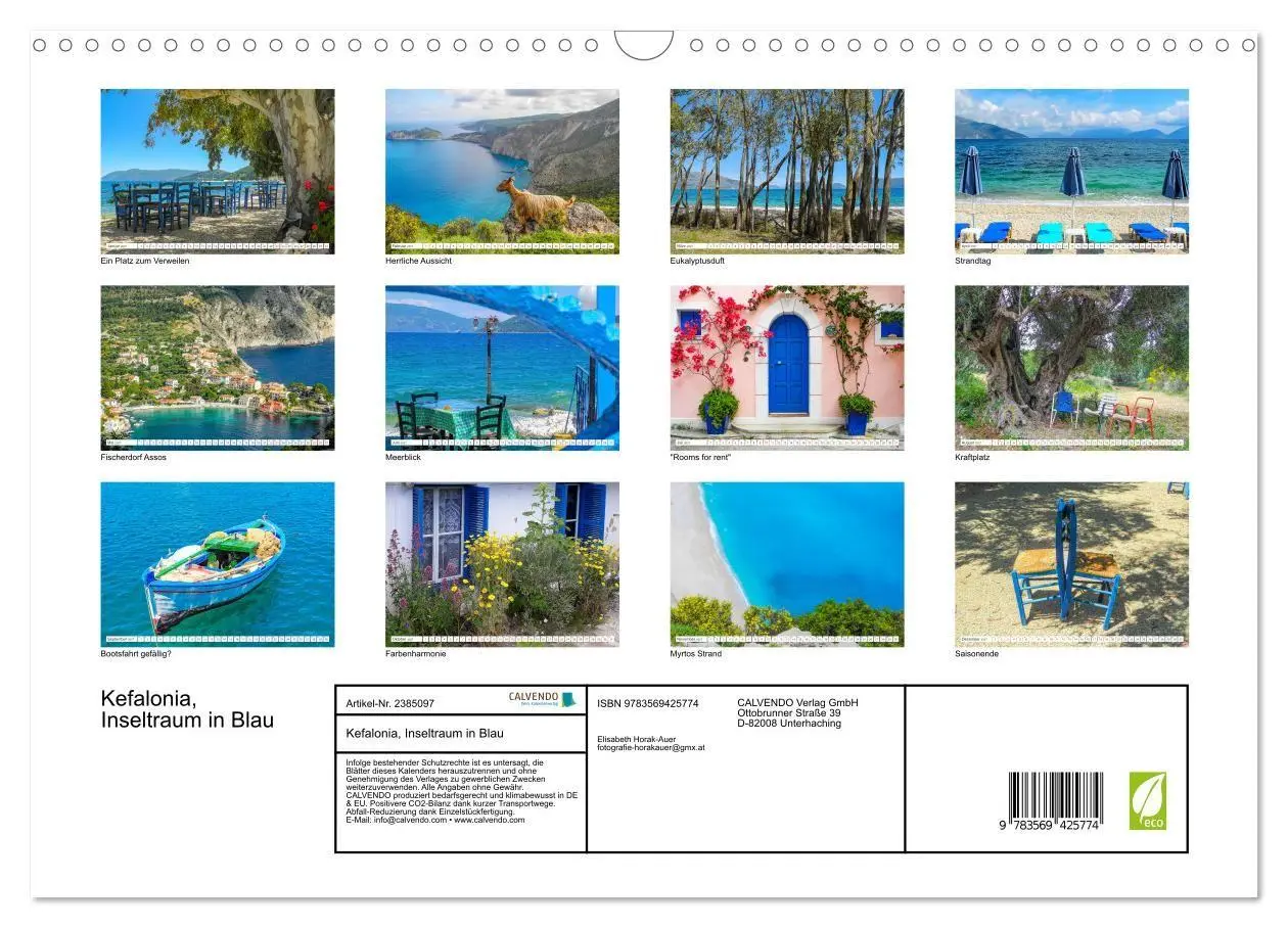 Bild: 9783569425774 | Kefalonia, Inseltraum in Blau (Wandkalender 2027 DIN A3 quer),...