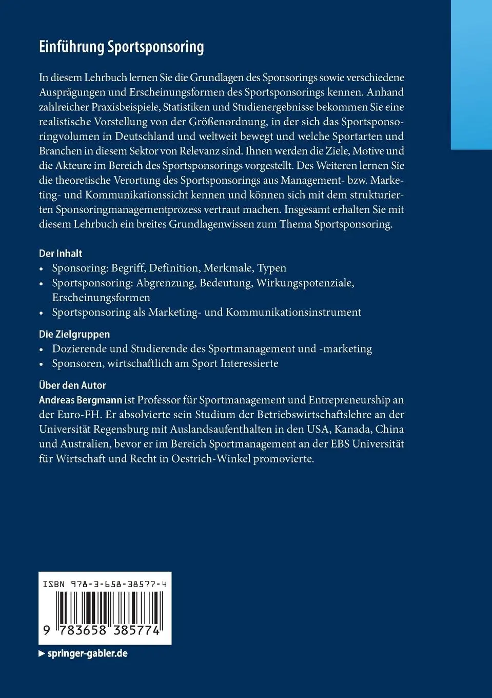 Rückseite: 9783658385774 | Einführung Sportsponsoring | Theorieüberblick und Praxiseinblick | xii