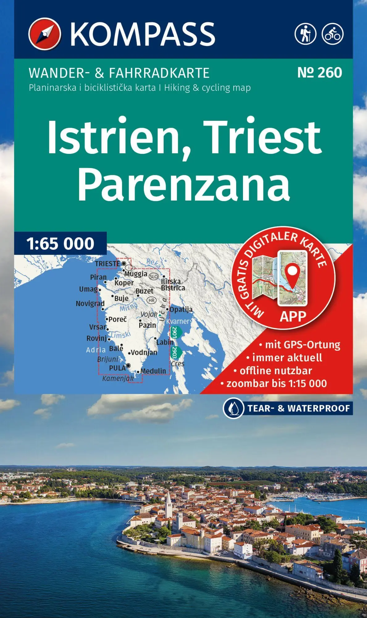 Cover: 9783991545774 | KOMPASS Wanderkarte 260 Istrien, Triest, Parenzana 1:65.000 | Deutsch