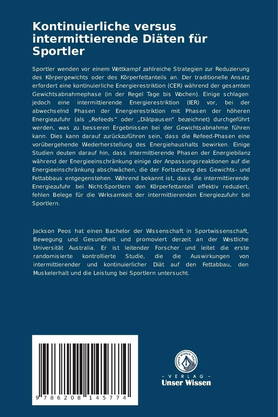 Rückseite: 9786208145774 | Kontinuierliche versus intermittierende Diäten für Sportler | Peos