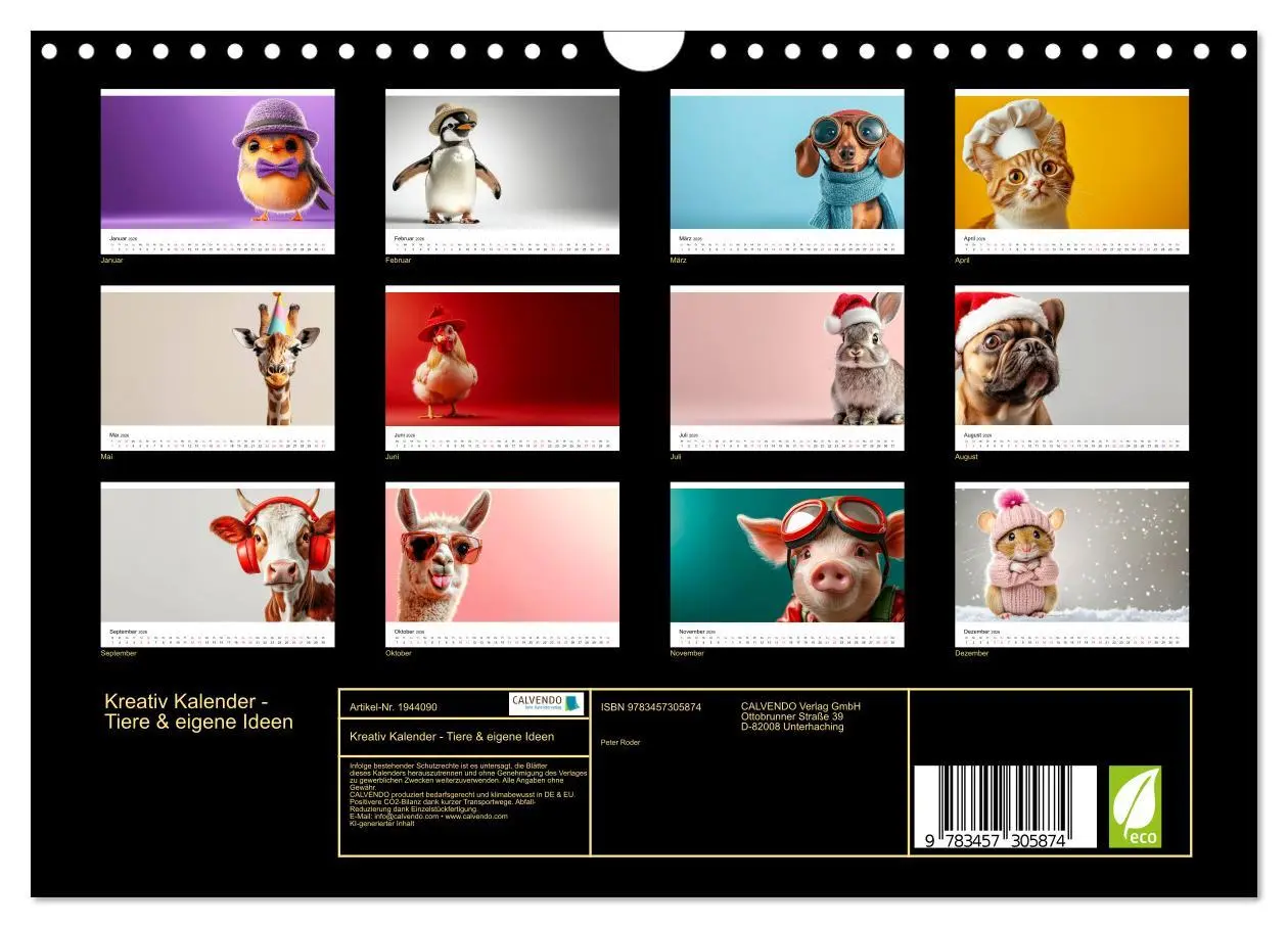 Bild: 9783457305874 | Kreativ Kalender - Tiere &amp; eigene Ideen (Wandkalender 2026 DIN A4...
