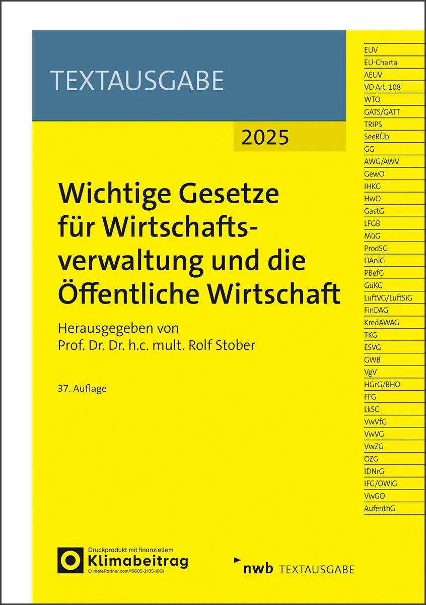 Cover: 9783482675874 | Wichtige Gesetze für Wirtschaftsverwaltung und die Öffentliche...