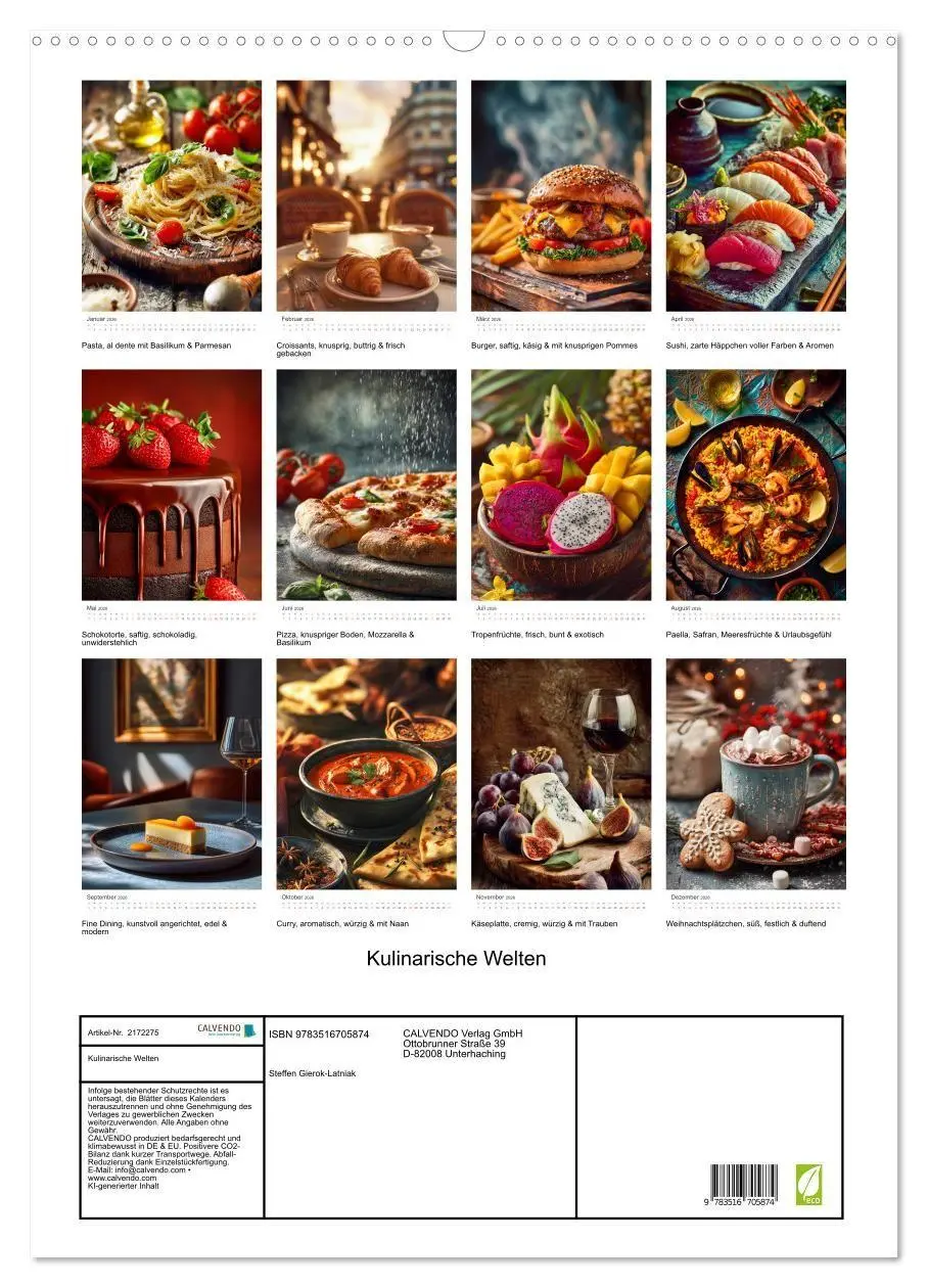 Bild: 9783516705874 | Kulinarische Welten (Wandkalender 2026 DIN A2 hoch), CALVENDO...