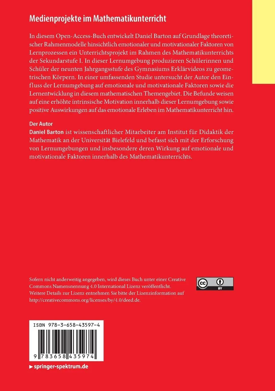 Rückseite: 9783658435974 | Medienprojekte im Mathematikunterricht | Daniel Barton | Taschenbuch