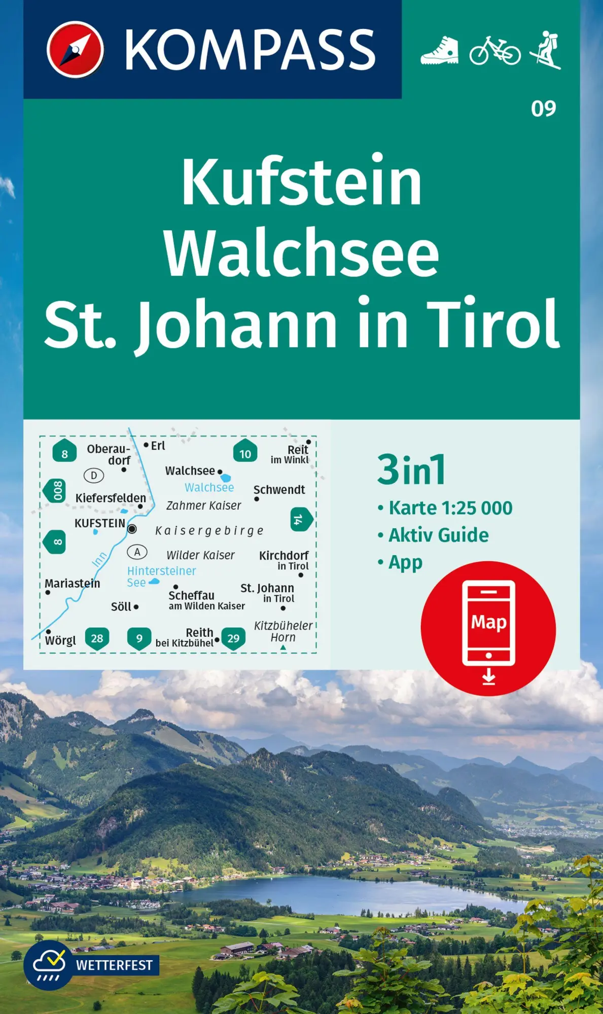 Cover: 9783991215974 | KOMPASS Wanderkarte 09 Kufstein, Walchsee, St. Johann in Tirol...