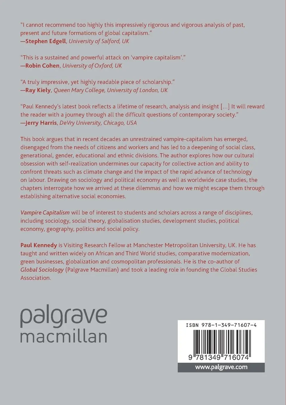 Rückseite: 9781349716074 | Vampire Capitalism | Fractured Societies and Alternative Futures