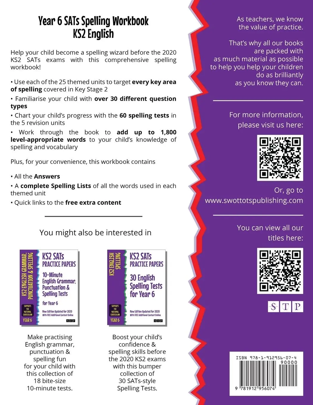 Rückseite: 9781912956074 | Year 6 SATs Spelling Workbook KS2 English | Stp Books | Taschenbuch
