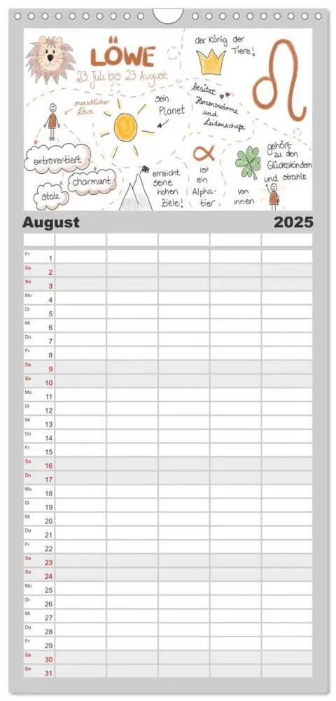 Bild: 9783457116074 | Familienplaner 2025 - Sternzeichen-Kalender mit 5 Spalten...