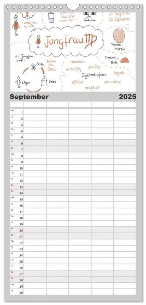 Bild: 9783457116074 | Familienplaner 2025 - Sternzeichen-Kalender mit 5 Spalten...