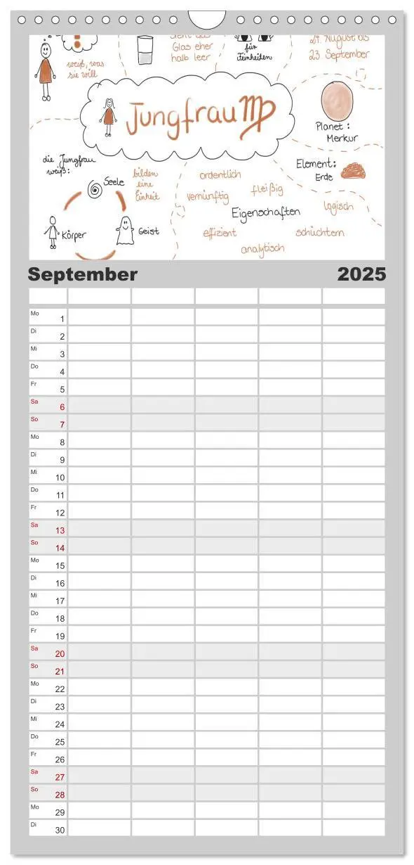 Bild: 9783457116074 | Familienplaner 2025 - Sternzeichen-Kalender mit 5 Spalten...
