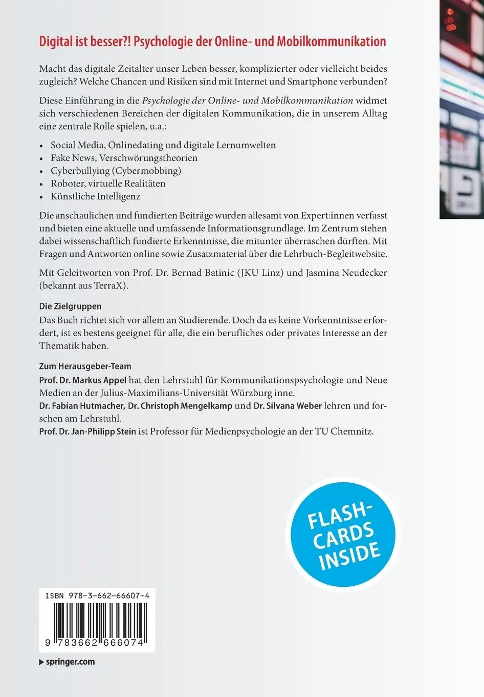 Rückseite: 9783662666074 | Digital ist besser?! Psychologie der Online- und Mobilkommunikation