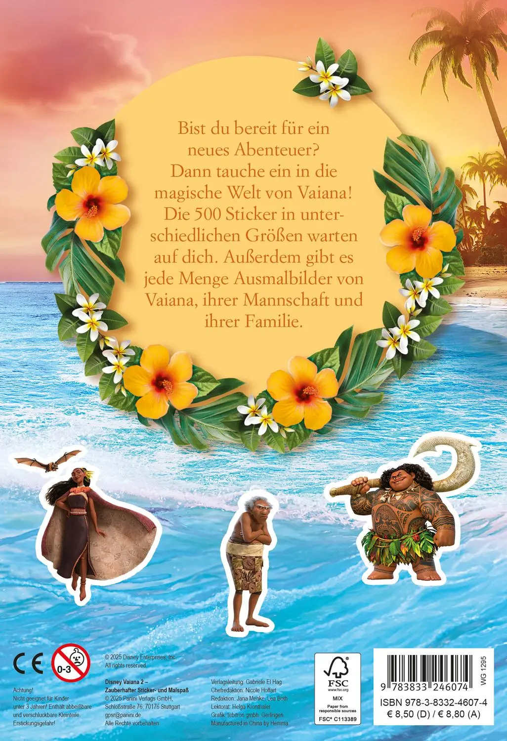 Rückseite: 9783833246074 | Disney Vaiana 2: Zauberhafter Sticker- und Malspaß | Disney (u. a.)