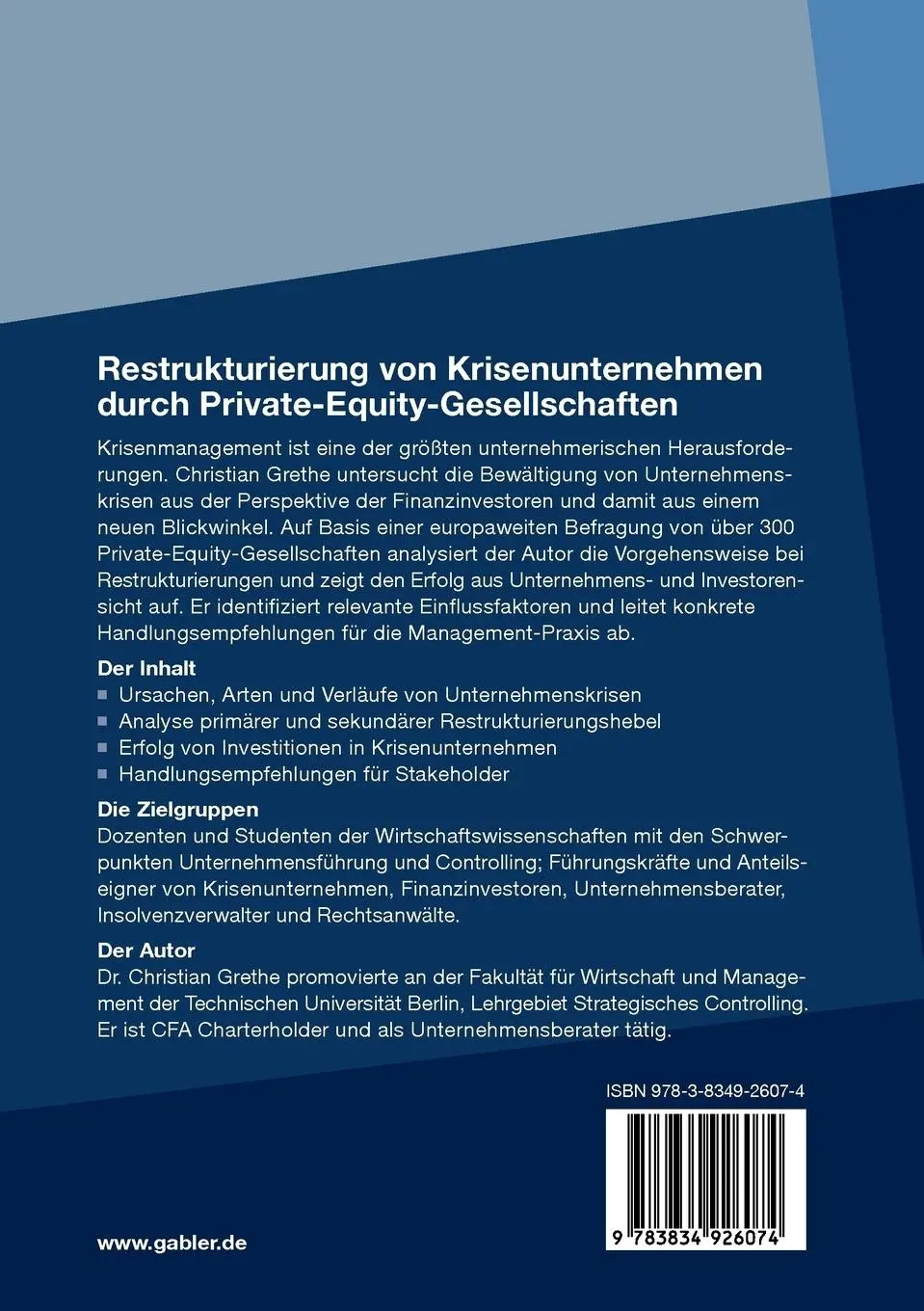 Rückseite: 9783834926074 | Restrukturierung von Krisenunternehmen durch...