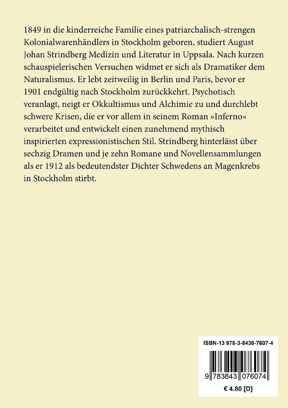 Rückseite: 9783843076074 | Fräulein Julie | Naturalistisches Trauerspiel | August Strindberg