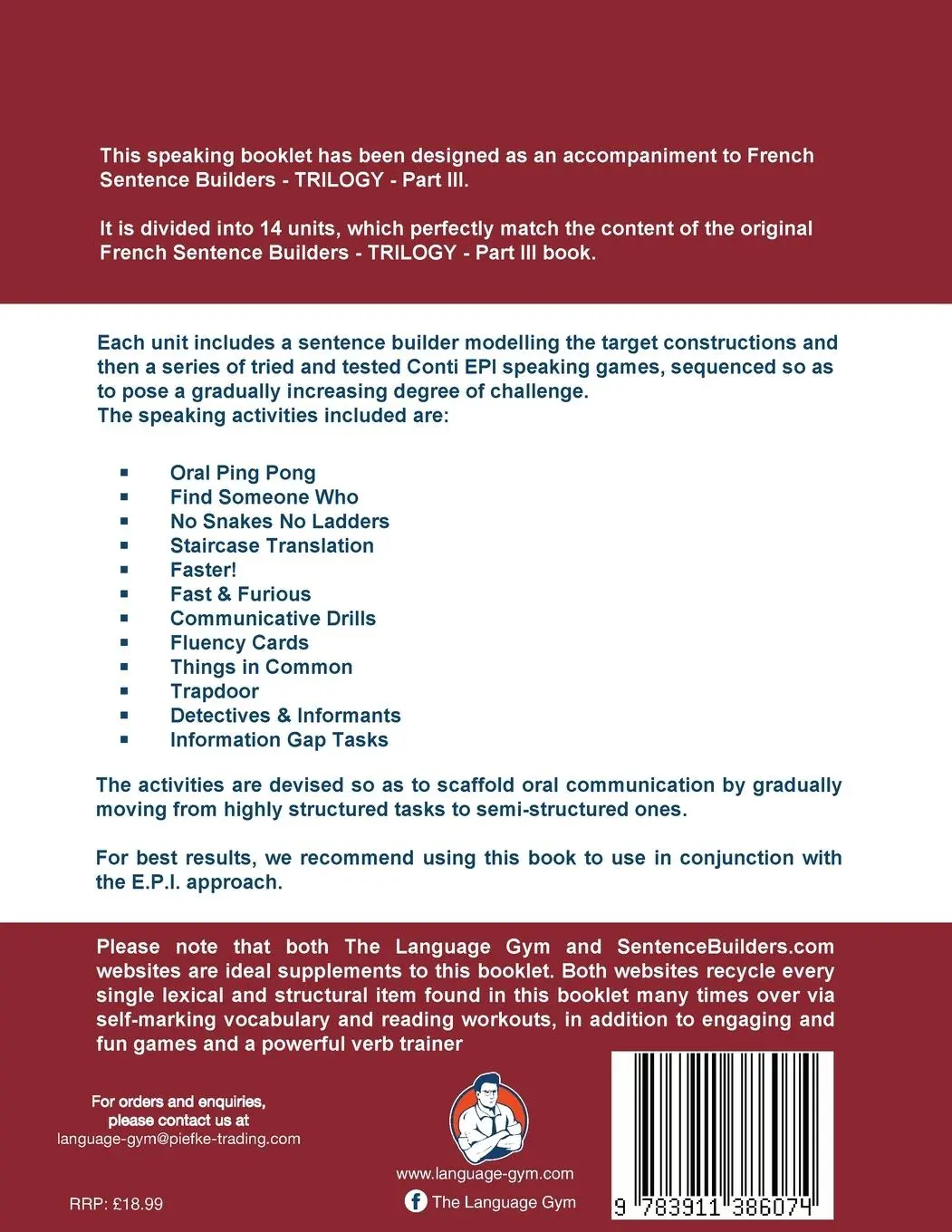 Rückseite: 9783911386074 | FRENCH SENTENCE BUILDERS TRILOGY PART 3 - A SPEAKING BOOKLET | Buch