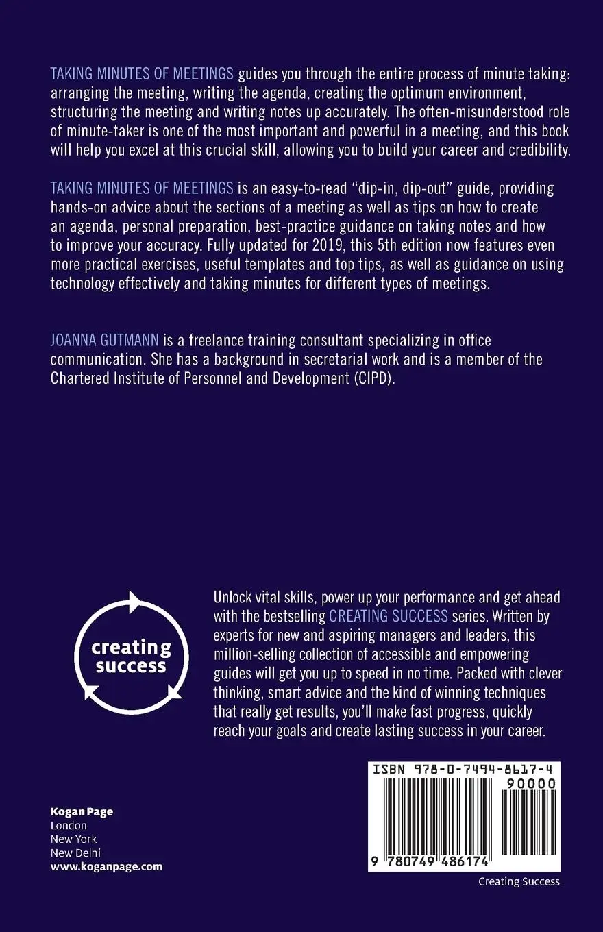 Rückseite: 9780749486174 | Taking Minutes of Meetings | Joanna Gutmann | Taschenbuch | Englisch