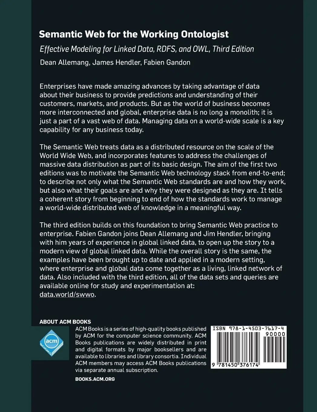 Rückseite: 9781450376174 | Semantic Web for the Working Ontologist | James Hendler (u. a.) | Buch