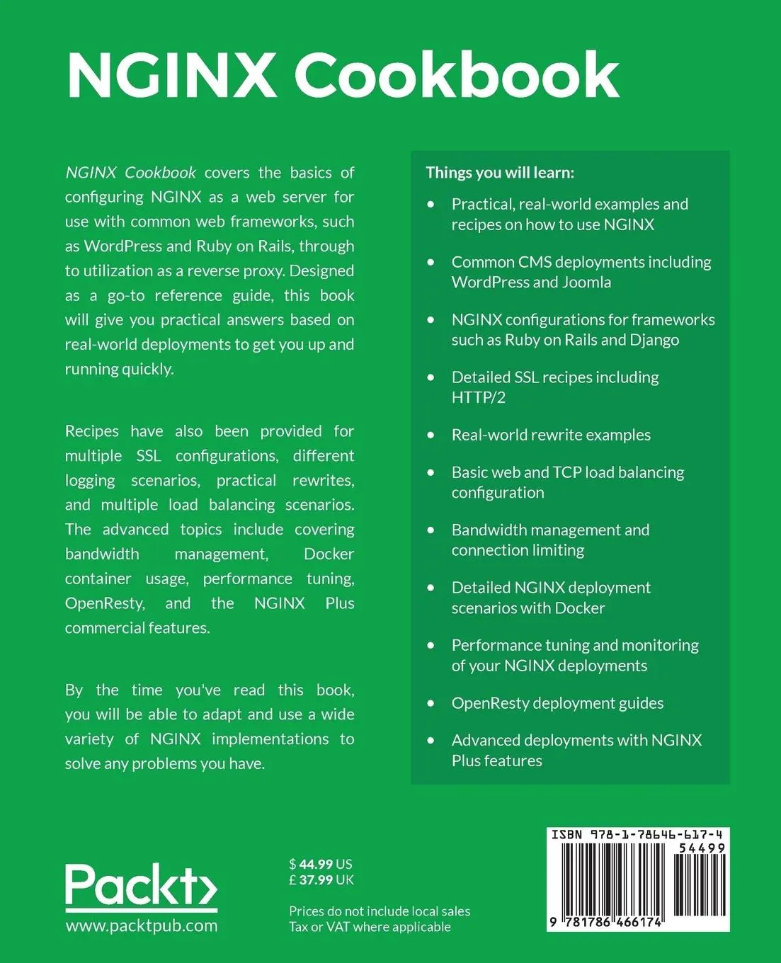 Rückseite: 9781786466174 | NGINX Cookbook | Tim Butler | Taschenbuch | Englisch | 2017