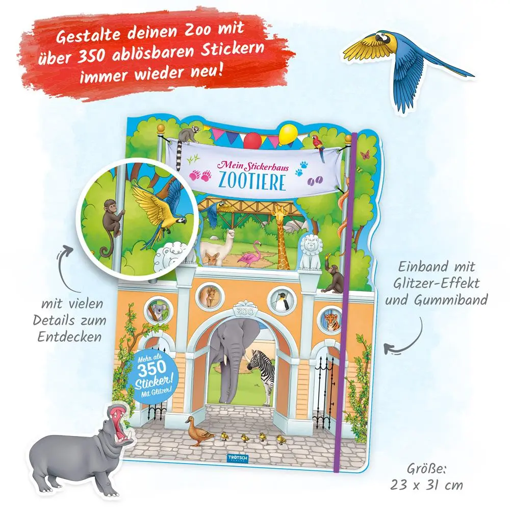 Bild: 9783965526174 | Trötsch Stickerbuch Mein Stickerhaus Zootiere | Trötsch Verlag | 36 S.