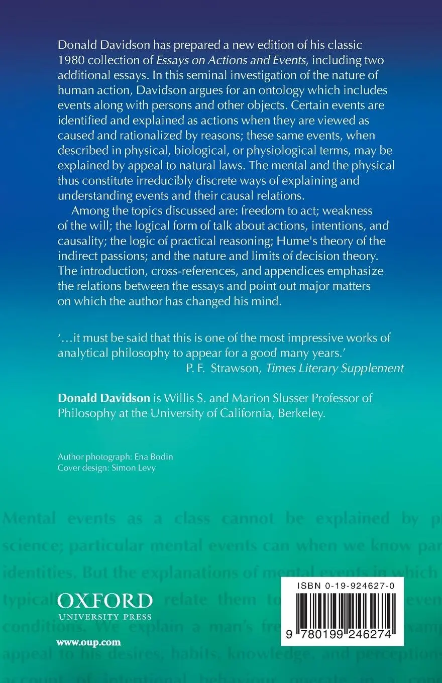 Rückseite: 9780199246274 | Essays on Actions and Events | Donald Davidson | Taschenbuch | 2013