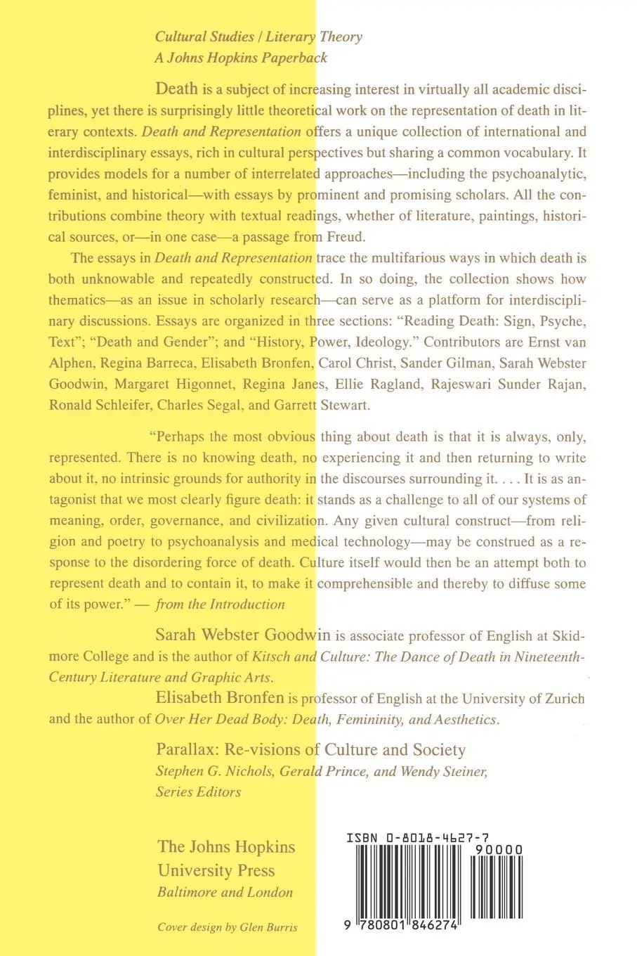 Rückseite: 9780801846274 | Death and Representation | Elisabeth Bronfen (u. a.) | Taschenbuch