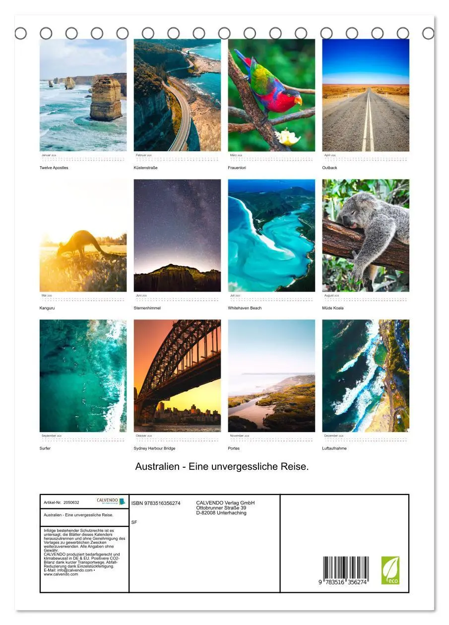 Bild: 9783516356274 | Australien - Eine unvergessliche Reise. (Tischkalender 2026 DIN A5...